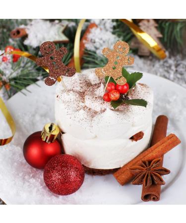Whaline 48Pcs Christmas Cupcake Topper Glitter Brown Gingerbread Man Cupcake Picks Holiday Food Picks for Xmas Winter Cake Decoration - Buy Online on SooperMarket.com