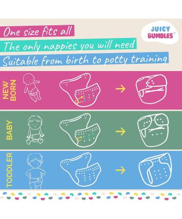 Eco-Friendly Reusable Cloth Nappies Set - 6 Washable Diapers, Bamboo Inserts, Biodegradable Liner, Wet Bag - Chemical-Free Baby Care - Buy Online on SooperMarket.com
