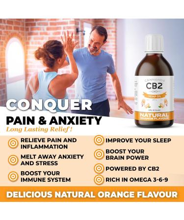 CB2 HEMP OIL - 225 000mg Extra Strength Organic / 240mL / 8oz | Pain Relief Anti-Inflammatory Stress & Tension Relief Enhanced Sleep | Natural Orange Flavor Omega 3 GLA | Certified Organic Non-GMO | Made in Canada - Buy Online on SooperMarket.com