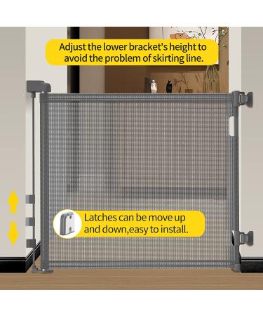 Retractable Baby Gate Mesh Baby Gate or Mesh Dog Gate 33" Tall Extends up to 55" Wide Child Safety Gate for Doorways  Stairs  Hallways  Indoor/Outdoor(Grey 33"x55" Gray 33x55 Inch - Buy Online on SooperMarket.com