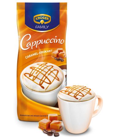KR GER Family Cappuccino Caramel-Crunch flavoured drink powder with soluble coffee beans caffeinated 500 g bag