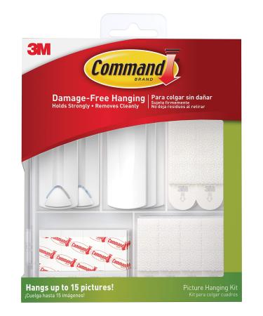 Command Picture Hanging Kit  Various Sized Picture Hanging Hooks and Strips to Hang Up to 15 Pictures  Indoor Use  Decorate Damage-Free