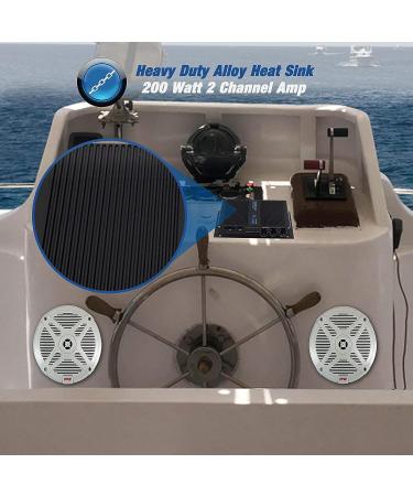 Pyle 2-Channel Bluetooth Audio Marine Amplifier - 200 Watt Weather Resistant Amp with MP3 USB SD Reader and LCD Screen - Buy Online on SooperMarket.com