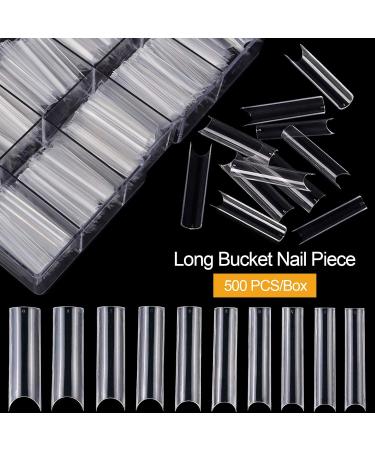 Kalolary 500PCs Extra Long Transparent C Curve Nail Tips XXL Coffin Shape French Fake Nails for Nail Art & Manicure - Buy Online on SooperMarket.com