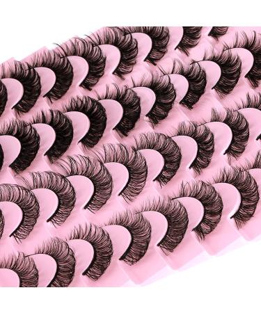 Newcally 20 Pairs D Curl Mink False Eyelashes - Fluffy Natural Look Russian Strip Lashes - Buy Online on SooperMarket.com