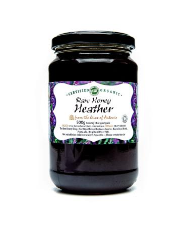 Antonio's Raw Certified Organic Heather Honey |Antibacterial Mountain Honey |Unpasteurised |Single Origin |The Raw Honey Shop |(500g) Heather 500 g (Pack of 1)