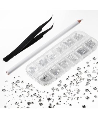 Mr. Pen- Rhinestones, 2000 pcs with Pick Up Tweezer and Rhinestones Picking Pen, Flat Back Round Rhinestones, Rhinestones for Crafts, Face gems, Rhinestones for Nails, Rhinestones for Makeup