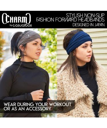 CHARM Japanese Headband 2-Pack - Men's Head Wraps Elastic Bandana for Workout, Women Hair - Black & Dark Gray - Buy Online on SooperMarket.com