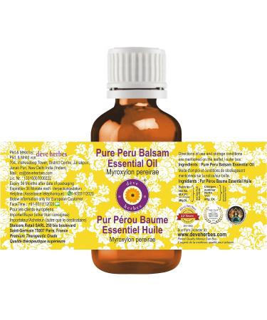 Deve Herbes Pure Peru Balsam Essential Oil 30ml - Natural Therapeutic Grade Steam Distilled - 1 oz Bottle - Buy Online on SooperMarket.com