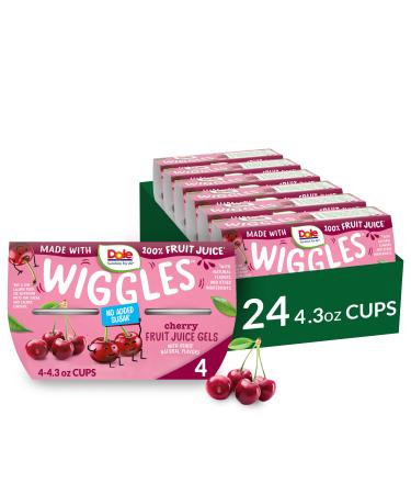 Dole Wiggles Cherry Fruit Juice Gels, Healthy Snack for Kids, Made with 100% Fruit Juice* & No Added Sugar (4.3 oz, 24 Total Cups)