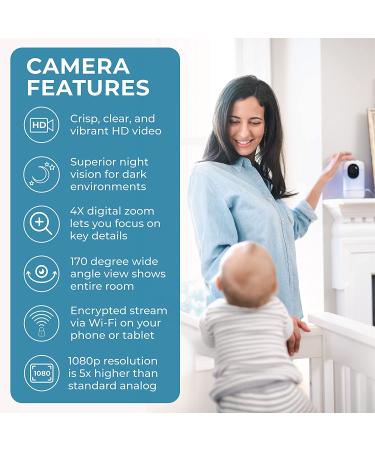 Ohma Smart Baby Monitor - White Noise Sound Machine, Night Light, Temperature & Humidity Sensor, Wireless Talk & Listen, WiFi Enabled Video Camera - Baby Registry Must Have - Buy Online on SooperMarket.com