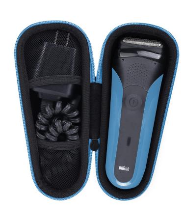 Khanka Hard Travel Case Replacement for Braun Series 3/5 5018s 3010 340S-4 3050 390CC-4 380S-4 3040 Electric Foil Shaver Men's Razor, Case Only (Black&Blue)