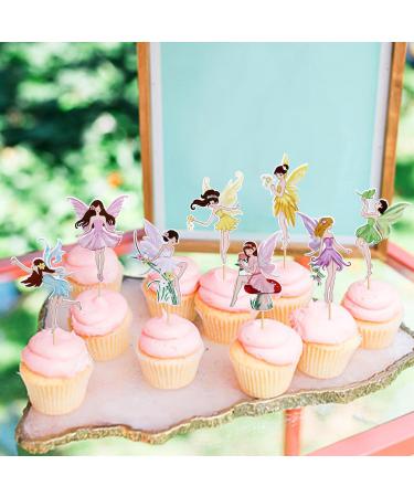 Cyodoos24 PCS Fairy Cupcake Toppers Flower Fairy Party Cupcake Toppers Fairies Party Cake Picks Garden Birthday Party Decorations for Elves Theme Baby Shower Supplies - Buy Online on SooperMarket.com