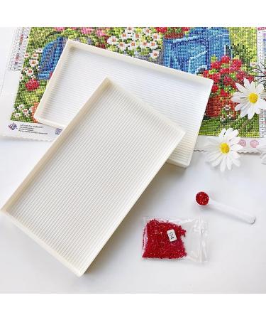 2 pcs 10x6 inch Diamond Painting Tray Organizer - Extra Large Plastic Trays for Beads & Diamond Art Accessories - DIY Gem Art Craft Tools - White (2 Trays 1 Spoon) - Buy Online on SooperMarket.com