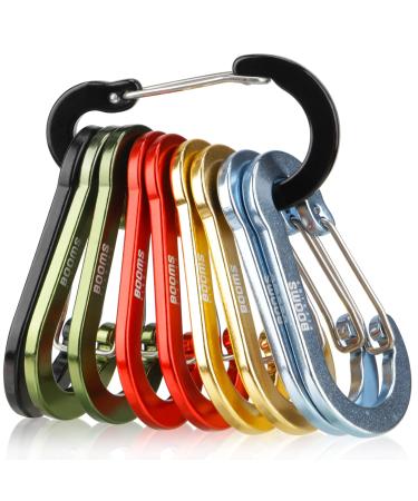 Booms Fishing CC5 Multi-Use Carabiner Clips 10 Pack 2.7" Small Caribeener Clips Mini Keychain Aluminum Caribeaner Clip Multi-colors_10 Pack