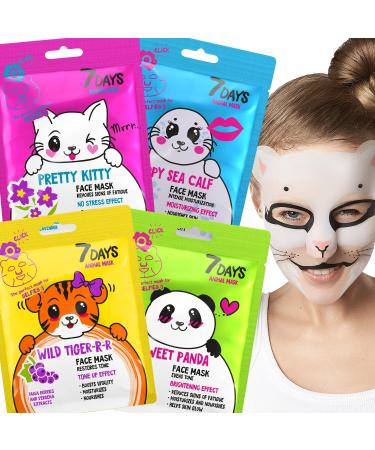 7Day's face masks skin care leaf mask set moisturizing anti-aging moisturizing calming refreshing refreshing cute face mask beauty 4 pieces all 4 pieces