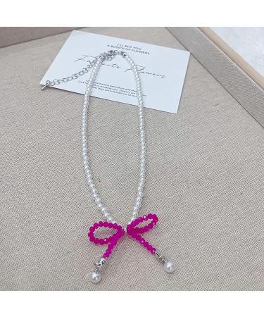 Oralgo's Bohemian Pearl Necklace | Loop Trailer & Collarbone Chain | Crystal Pearls Jewelry for Women & Girls - Black - Buy Online on SooperMarket.com