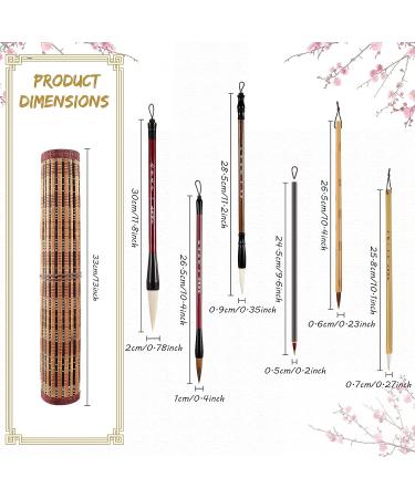 6-Piece Chinese Calligraphy Brush Set with Roll-Up Holder - Ideal for Painting, Writing, Watercolor, Sumi, Kanji Art - Buy Online on SooperMarket.com