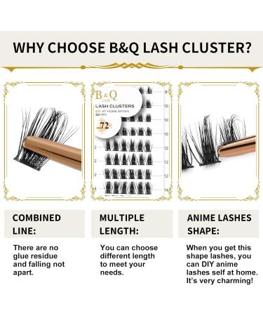 72 Cluster Lashes D-12mm | Soft Fluffy DIY Eyelash Extensions - B&Q Lash Clusters, D Curl Individual Clusters - Buy Online on SooperMarket.com