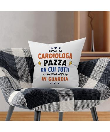 MUGFFINS CARDIOLOGIST woman Cushion Padding included - in Italian - Tutti ti hanno messo in guardia - Funny gift - Pillow: cover and filling 15.7x15.7 inches Cardiologa - Buy Online on SooperMarket.com