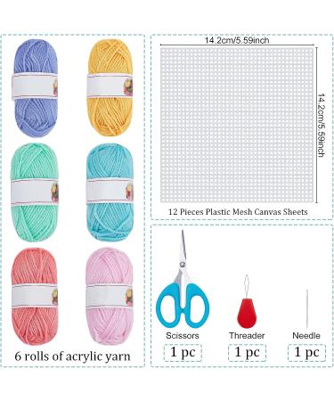 FREEBLOSS 4 Set Plastic Canvas Kit for Beginners - Mesh Sheets, Yarn for Embroidery, Knitting Projects - Buy Online on SooperMarket.com