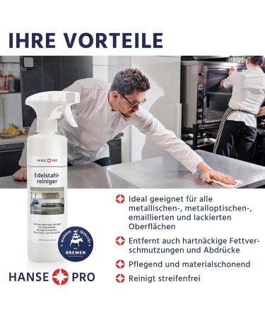 Hanse Pro Stainless Steel Cleaner - Ready to Use Fragrance-Free & Dye-Free Strip-Free Cleaning for Kitchen & Grill (4 x 500 ml) - Buy Online on SooperMarket.com