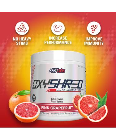 EHPlabs OxyShred Thermogenic Pre Workout Powder & Shredding Supplement - Preworkout for Men & Women Sugar Free Energy Powder with 150mg of Caffeine - Pink Grapefruit 60 Servings - Buy Online on SooperMarket.com