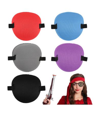 JSRQT 6 Pack Single Eye Patch Adjustable Eye Patch After Surgery Amblyopia Strabismus Lazy Eye Patches Super Soft Eye Mask for Pirate Cosplay Costume