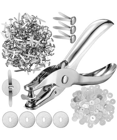 100 Pieces Sliver Paper Fasteners Brads Round Fasteners and 100 Pieces Silver Washer with Hole Punch for Art Crafts School Projects Decorative Scrapbooking DIY Supplies
