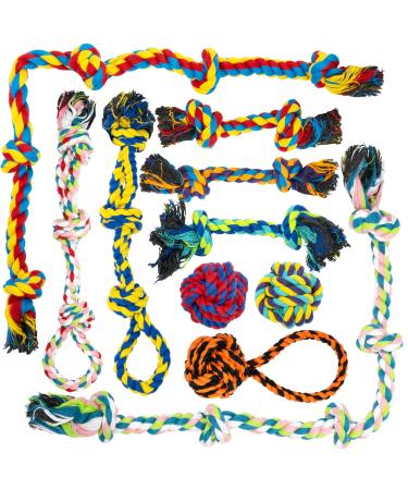 Fur & Bone 10 Pack Dog Rope Toy Dog Chew Toys for Aggressive Chewers - Cotton Puppy Toys | Dog Toys Indestructible for Dog Chews | Dog Toy Indestructible Dog Toys Dog Accessories Chew Toys for Dogs