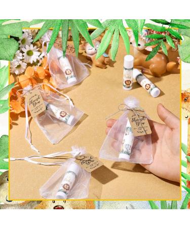 Loopeer 50 Sets Baby Shower Favors - Lip Balm with Organza Gift Bags & Thank Card Tags for Gender Reveal & Birthday Parties (Animal Design) - Perfect Gift Stuffers - Buy Online on SooperMarket.com