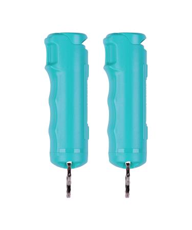 SABRE Pepper Spray with Flip Top, Maximum Police Strength OC Spray, Key Ring for Easy Carry and Fast Access, Finger Grip for More Accurate and Faster Aim, 25 Bursts, Secure and Easy to Use Safety Teal 2 Pack