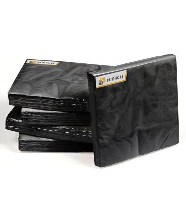 HEKU 100 Black Napkins | 3-Layer 33x33cm | Stylish & Highly Absorbent | Uniform Quality for Events & Gastronomy | Practical 5-Pack - Buy Online on SooperMarket.com