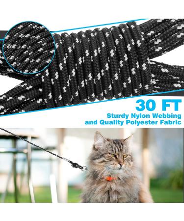 SCIROKKO Reflective Cat Leash - 30ft Escape Proof Durable Walking Lead for Kittens, Puppies, Rabbits - Black - Buy Online on SooperMarket.com