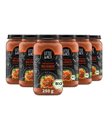 Little Lunch Bio Bolognese |Sauce for pasta |100 percent organic beef |Without added sugar |Lactose -free |No artificial additives |Without flavor enhancers |6 x 250g