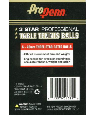 Penn 6-Pack 40mm Orange Table Tennis Balls - Professional 3-Star Official PING Pong Balls - Buy Online on SooperMarket.com