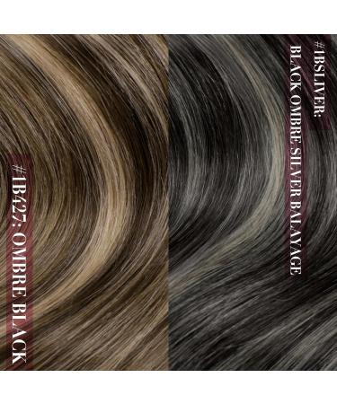 Youngsee Clip In Extensions - 40cm Real Ombre Black & Silver Remy Hair - 120g Balayage 7pcs - Buy Online on SooperMarket.com