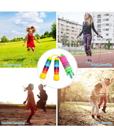 Adjustable 280cm Rainbow Skipping Rope for Kids - Wooden Handle Jump Rope in 7 Colors for Boys & Girls Fitness - Buy Online on SooperMarket.com