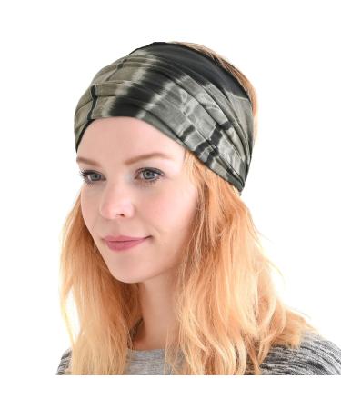 Casualbox Women HeadBand Bandana Band Hand Dyed Japanese Hair Marble Black(Size: One Size)