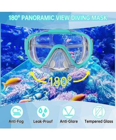 Adult & Youth Snorkel Set - Anti-Leak, Anti-Fog Dry Mask for Snorkeling, Swimming & Diving - Green - Buy Online on SooperMarket.com
