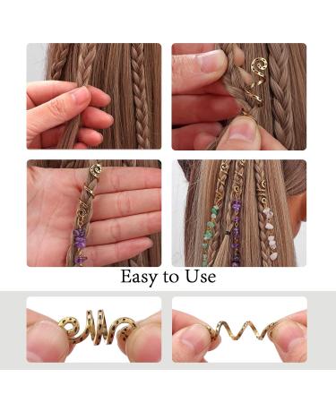 Vinswet Colored Natural Stone Tassels Hair Jewelry for Braids - Pack of 6 Green Pink Purple Gems - Dreadlock Accessories for Women Girls - Buy Online on SooperMarket.com