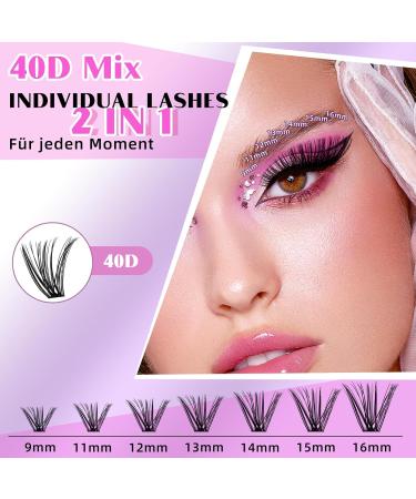 LASH Extension Set B & Q - 280 PCs Eyelash Extensions 9-16Mix | 40D Ocitanian Set with Eyeliner Glue Remover & Applicator for Beginners - Buy Online on SooperMarket.com