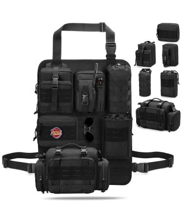HODRANT Tactical Car Seat Back Organizer Hanging Vehicle Back Seat Organizer with 6 Removable Molle Pouches Universal Tactical Front Seat Back Organizer for Truck Molle Accessories Bag Bags Only