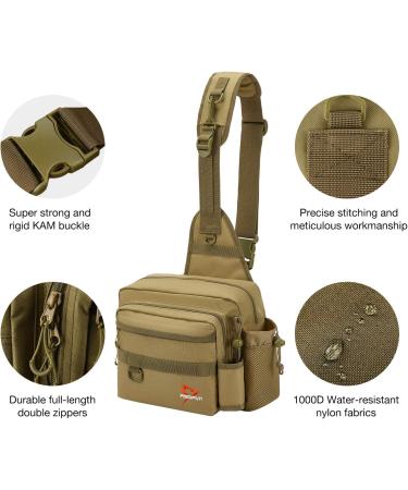 Piscifun Fishing Tackle Bag with Rod Holder | Water-Resistant Sling Pack in Black, Khaki, Tree Camo, Green Camo - Buy Online on SooperMarket.com