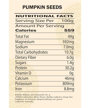 Pumpkin Seeds (200g/7.05 oz) - Raw, High in Fiber, Protein Source, Non-GMO, Vegan, 100% Natural, Premium Quality - Buy Online on SooperMarket.com