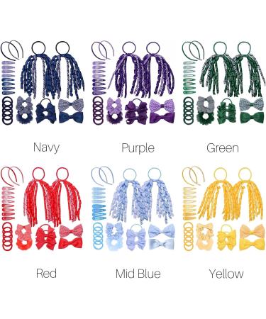 Basic Sense Gingham Girl Hair Accessories Set 16 Pieces Hair Ties Pins Scrunchies Ribbon Ponytail Holder Summer School Check Uniform Yellow - Buy Online on SooperMarket.com