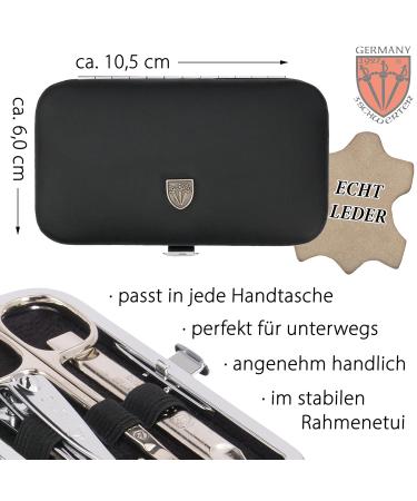 Buy Three Swords Lucca 6-Piece Nail Care Set | Manicure & Pedicure Set in Leather Gift Box - Black | Skin Scissors Tweezers Nail Clipper & File - Buy Online on SooperMarket.com