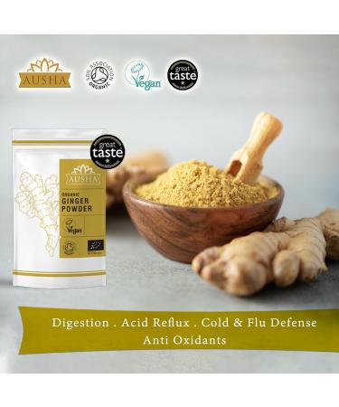 Ausha Organic Ginger Powder - 100g | Ground Ginger for Cooking, Immunity & Digestion - Buy Online on SooperMarket.com