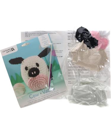 LEISURE ARTS Pudgies Animals Crochet Kit - Cow | Complete DIY Amigurumi Crochet Kit for All Ages - Buy Online on SooperMarket.com