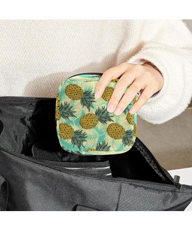 Multi-Colored Pineapple Leaf Sanitary Napkin Storage Bag - Portable Period Pouch for Women & Teen Girls - Buy Online on SooperMarket.com